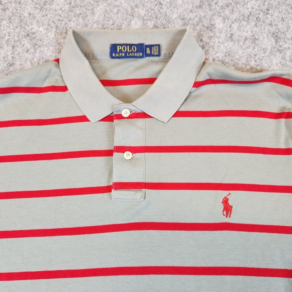 Polo Ralph Lauren Shirt Men XL Red Gray Striped Golf Casual Preppy Walking‎ Pony - Picture 3 of 8